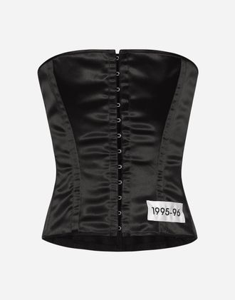 Dolce & Gabbana Corset With Re-edition Label - Woman Shirts And Tops Black Satin 42