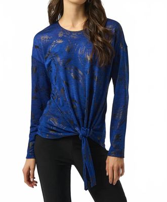 Joseph Ribkoff Abstract Print Scoop Neck Long Sleeves Top In Royal Sapphire/black