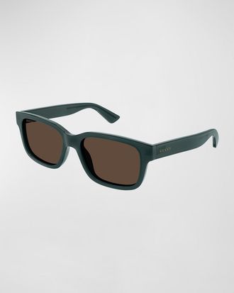 Gucci Mens Rectangle Plastic Sunglasses