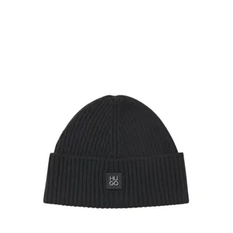HUGO BOSS Accessoires, unisex, Zwart, ONE Size, Wol, Xola Metal Beanie