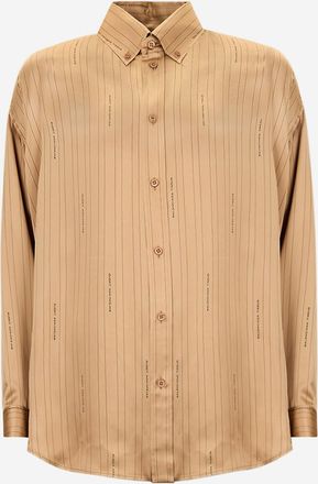 Balenciaga Gestreiftes Satinhemd mit Logoprint Cocoon