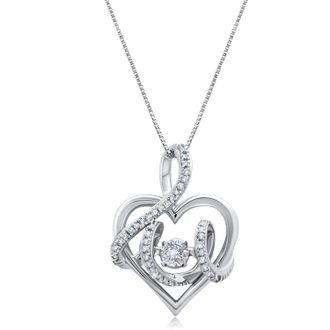 MAX + STONE 10k White Gold Diamond Heart Necklace (0.16ct, I2-I3 Clarity, J-K Color)