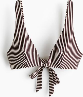 H&M Wattiertes Triangel-Bikinitop - Brown