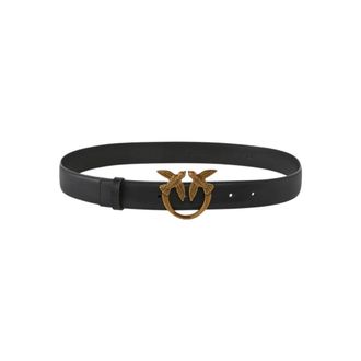 Pinko Love Birds Diamond Cut Riem - Dames - Riemen - Zwart - XS - Leer - Accessoires
