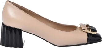 Baldinini Schoenen, Dames, Beige, 38 EU, Leer, Zwarte lakleren en nude leren pumps