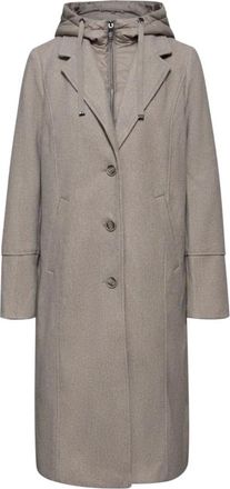 Street One Jassen, Dames, Beige, S, Leer, Lange Reversjas met Uitneembare Gewatteerde Voering