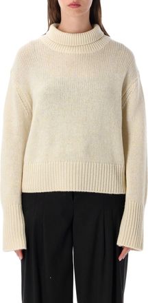 Lisa Yang Femi High-Neck Dropped Shoulder Knit Sweater