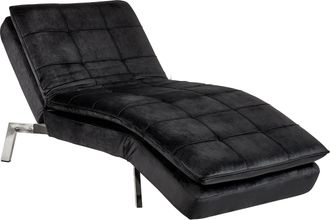 Beliani Chaise Longue De Terciopelo Negro Plateado Respaldo Reclinable Capiton&eacute; Loiret