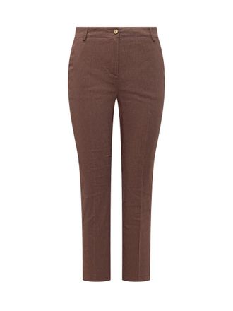 Pinko Brown Slim Flat Front Pants