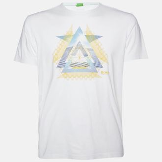 HUGO BOSS Boss By Hugo Boss White Printed Cotton Modern Fit T-Shirt