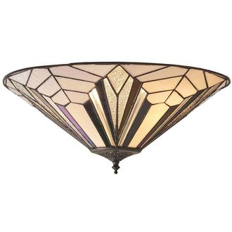 Loops Tiffany Glass Semi-Flush Ceiling Light - Art Deco Round Inverted Shade - i00033 in Clear