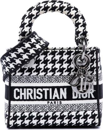 Dior Pre-owned Dior Mini Embroidered Canvas Houndstooth Lady D Lite Satchel Ladies TFRL09XKH0A8WWCT