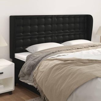 vidaXL Cabecero Con Orejas Cuero Sint&eacute;tico Negro 203x23x118/128 Cm Vidaxl