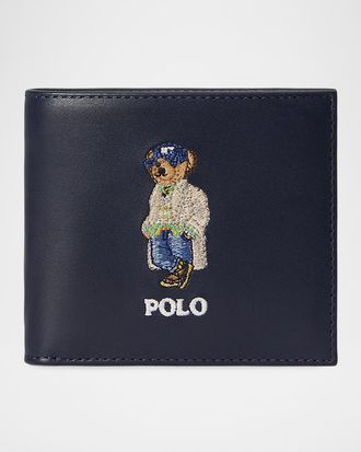 Polo Ralph Lauren Men & apos;s Leather Polo Bear Billfold Wallet