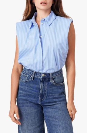 Habitual Shoulder Pad Sleeveless Shirt in Blue at Nordstrom, Size X-Large