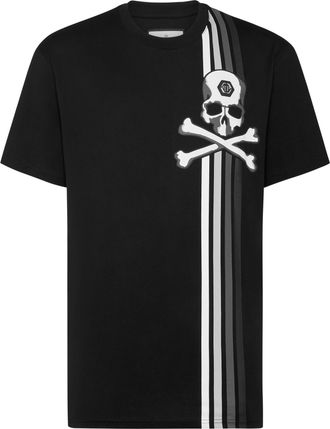 Philipp Plein T-Shirt Round Neck Ss Stripes Skull&Bones