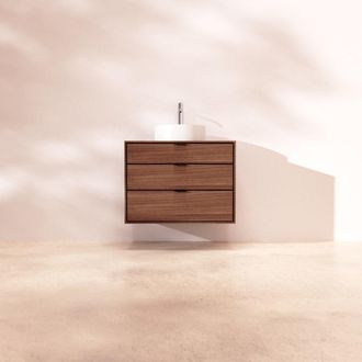 Tikamoon Mueble de ba&ntilde;o de nogal macizo 80 cm