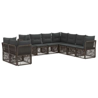 vidaXL Conjunto De Sof&aacute;s De Jard&iacute;n 9 Pcs Gris Rat&aacute;n Sint&eacute;tico Vidaxl