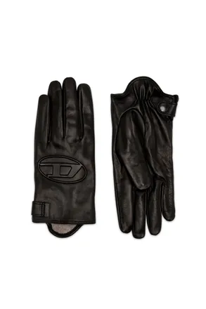 Diesel Leather gloves with 3D Oval D logo - Gloves - Unisex - Black