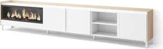 Skraut Home Skraut Home - Mueble Tv, Televisi&oacute;n, Muebles De Sal&oacute;n, Almacenaje, 315x35x61cm, Para Tv Hasta 80, Chimenea El&eacute;ctrica Xxl, Dise&ntilde;o Industrial, Estilo Mo