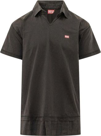 Diesel Tops, Heren, Zwart, XL, Poloshirt met korte mouwen