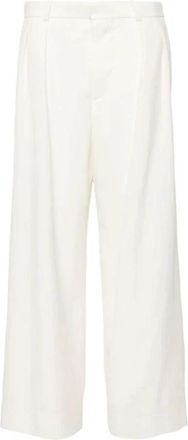 Wardrobe.NYC Off White Low Rise Broek - Dames - Wijde Broeken - Wit - M - Wol - Broeken
