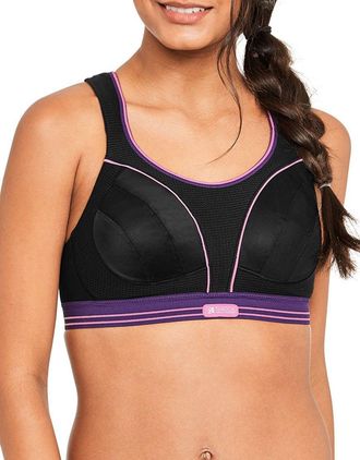 Shock Absorber Womens Ultimate Run Sports Bra - Black/Purple, Size 30F