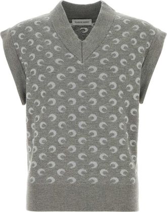 Marine Serre Embroidered Wool And Viscose Vest