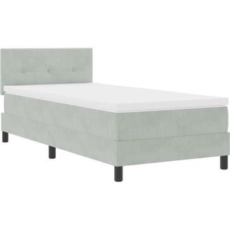vidaXL Box Spring Bed with Mattress Light Grey 90 x 190 cm Velvet vidaXL