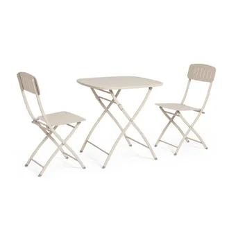 Konte Design Conjunto de bistr&oacute; con mesa y 2 sillas beige