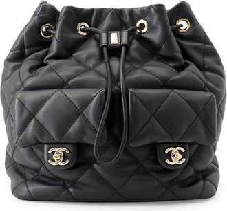 Chanel Matelasse Black Leather Backpack (Pre-Owned)
