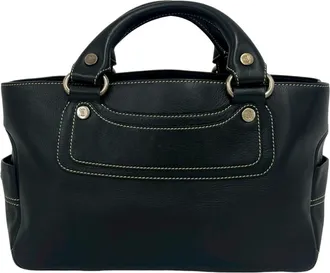 Celine Black Leather Boston Bag Handbag Tote Bag (Pre-Owned)
