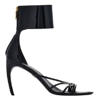 Ferragamo Clethra Curve Heel Leather Sandals, Size 11 C
