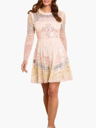 Needle & Thread Angeline Sequin Mini Dress in Cream at Nordstrom, Size 10