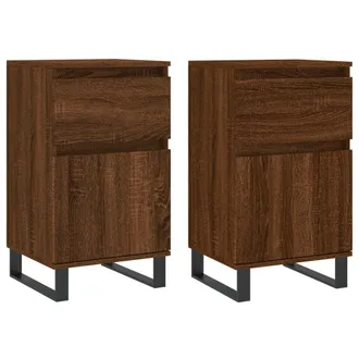 vidaXL Vidaxl - Aparadores 2 Uds Madera De Ingenier&iacute;a Marr&oacute;n Roble 40x35x70 Cm