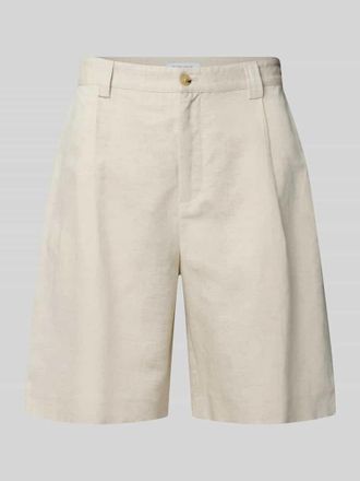 Maison Kitsun&eacute; Straight Fit Shorts mit Leinen-Anteil in Beige, Gr&ouml;&szlig;e XL
