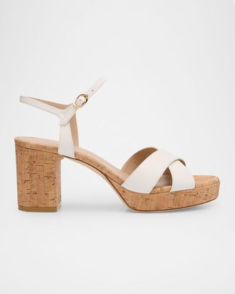 Stuart Weitzman Dayna Leather Crisscross Platform Sandals