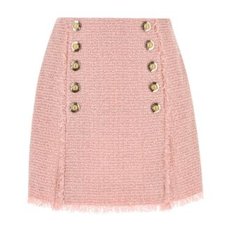 Balmain Short Skirts, female, Pink, Size: S Short sequinned tweed skirt