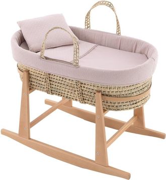 Cambrass Mois&eacute;s de mimbre acolchado + patas madera natural 39x80x61 cm rosa
