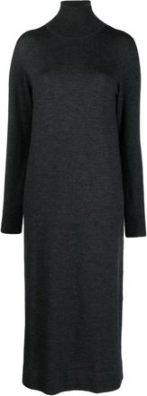 P.A.R.O.S.H. Lime Grijze Midi Jurk - Dames - Kleedjes - Grijs - XS - Wol - Kleedjes