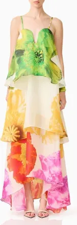 Elliatt Lilia Floral Tiered High-Low Gown in Floral Multi at Nordstrom, Size Xx-Small