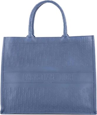 Dior Book Oblique Embossed Calfskin Large tote bag - Blu