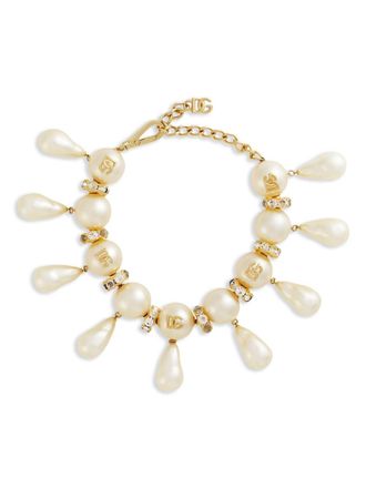Dolce & Gabbana logo-embellished pearl necklace - Gold