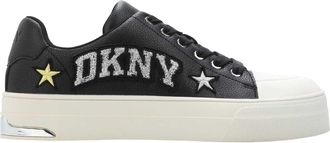 DKNY Dames York Star Leren Sneakers (Zwart)