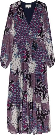 BA&SH Bossy graphic-print dress - women - Viscose/Viscose/Silk - 1 - Purple