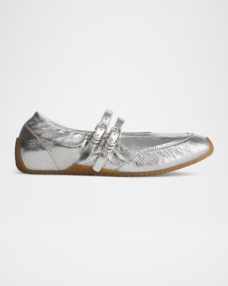 Rag & Bone Emilee Metallic Leather Mary Jane Ballerina Flats