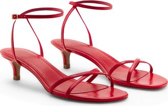 Mango Ankle Strap Kitten Heel Sandal in Red at Nordstrom, Size 36