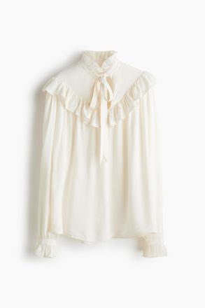 H&M Bluse mit Volants - Cremefarben