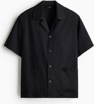 H&M Freizeithemd in Relaxed Fit - Schwarz