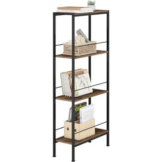 Woltu Woltu Estante Ahorro De Espacio 4 Estantes Organizadores, 50x20x110cm, Marrone R&uacute;stico+negro